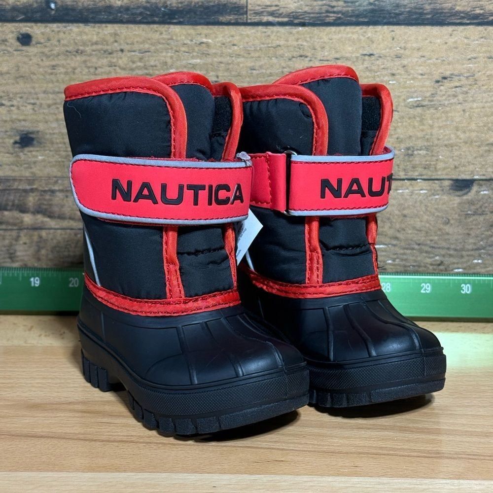 Nautica Kids Black and Red Snow Boots